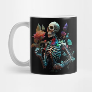 Skeleton with a flower in his hands. Mug